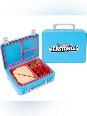MrBeast Feastables World's Coolest Collectible Lunch Box, BPA-Free, Blue/Pink